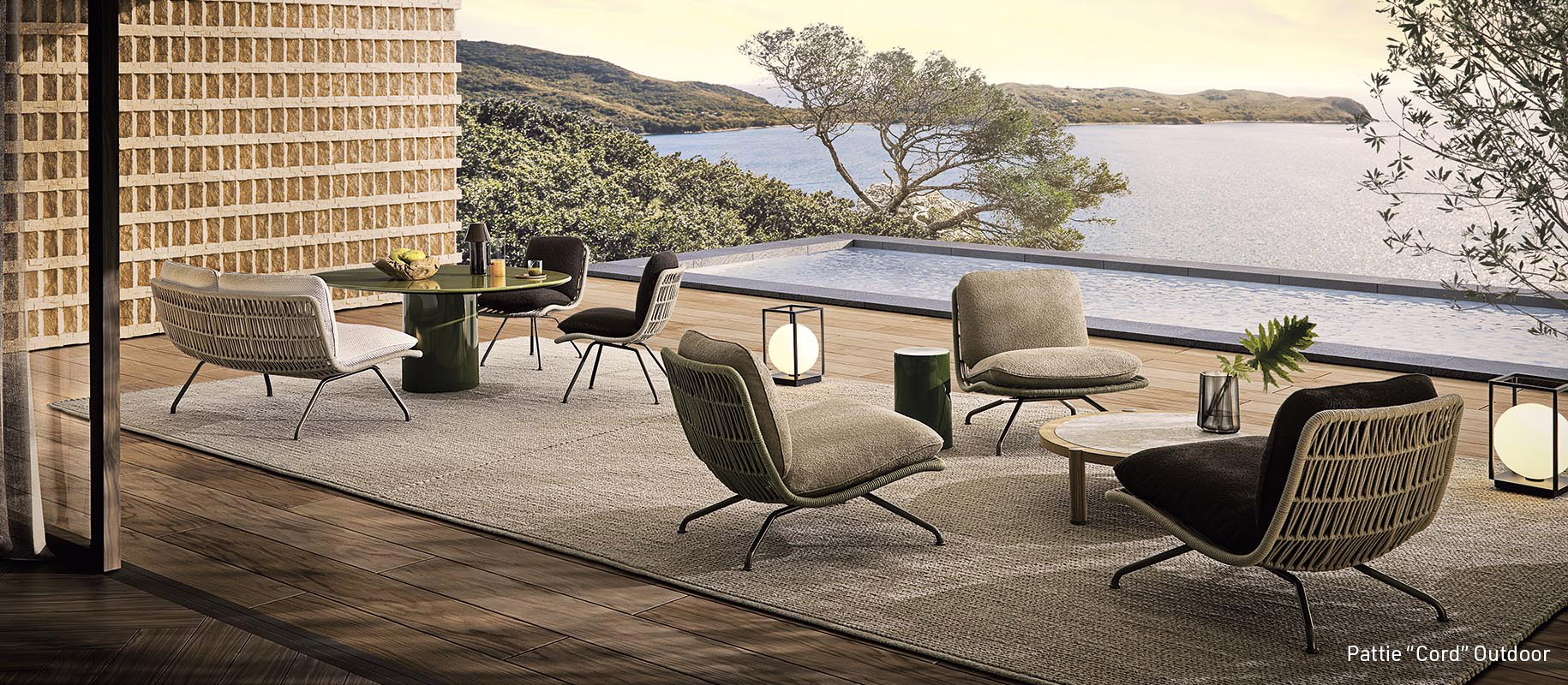 <p>A través del hábil juego de formas, materiales y texturas, Giampiero Tagliaferri firma para la 2024 Collection el sistema de asientos modulares <strong>Supermoon</strong>, el sillón <strong>Pattie</strong>, de cuyo concepto nace la familia de asientos <strong>Pattie Cord Outdoor</strong>, las mesas de centro <strong>Ethan</strong> y <strong>Diagramma</strong> – esta última también en versión escritorio – y la cama <strong>Supermoon Bed</strong>.</p>
